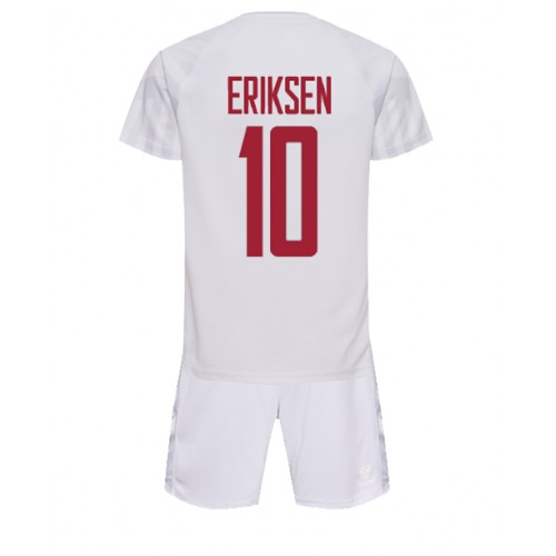 Danska Christian Eriksen #10 Gostujuci Dres za djecu SP 2022 Kratak Rukav (+ Kratke hlače)